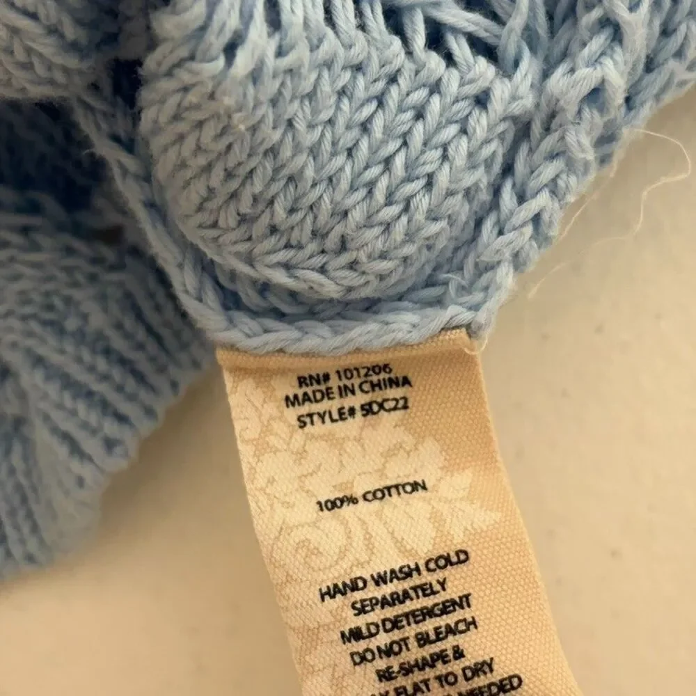 Soft Surroundings Sweater Women's 1X Blue Chinky Knit Long Sleeve Pullover Open - Picture 7 of 8